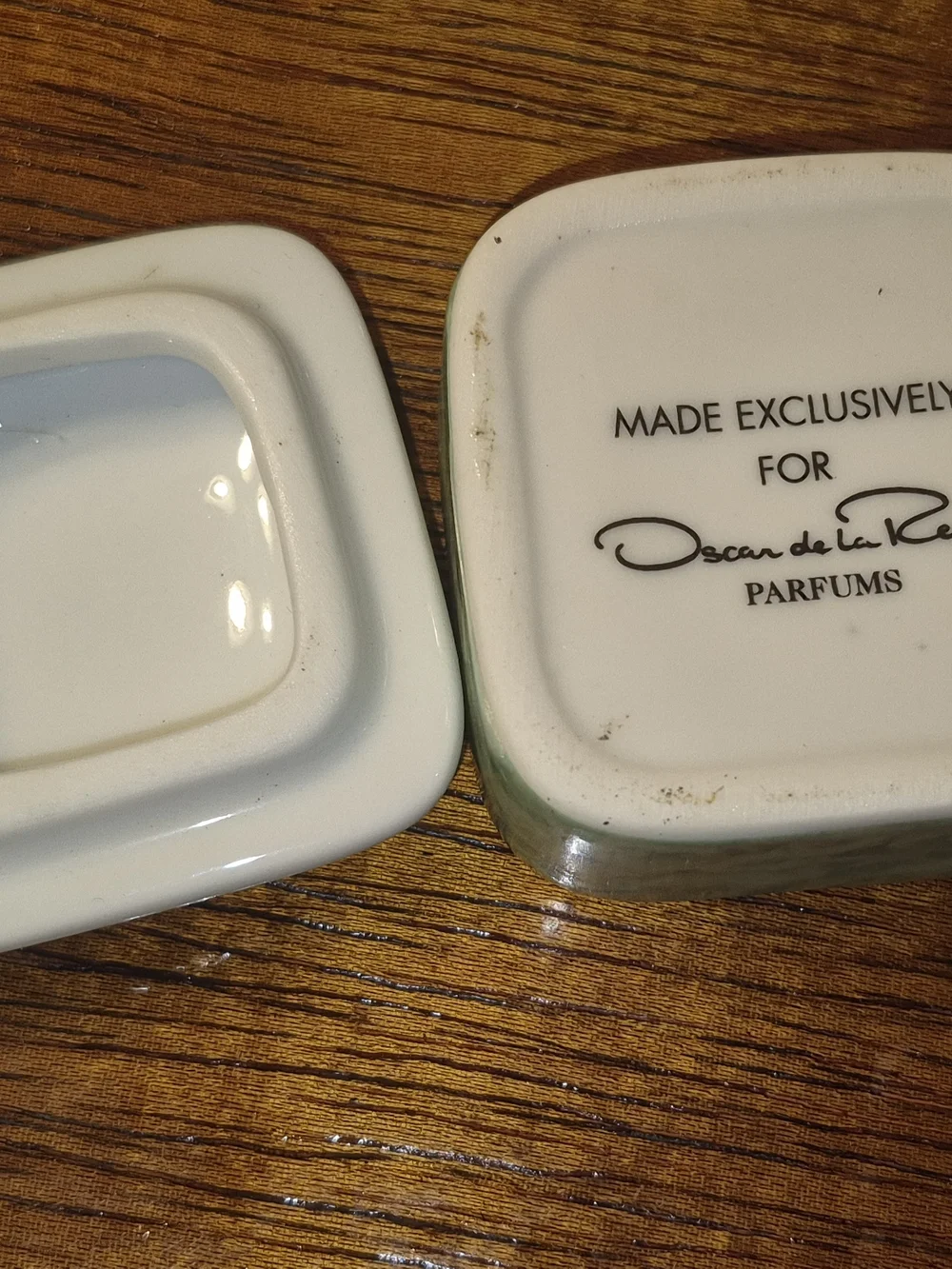 Oscar de la Renta Mint Green Floral Jewelry Trinket Box